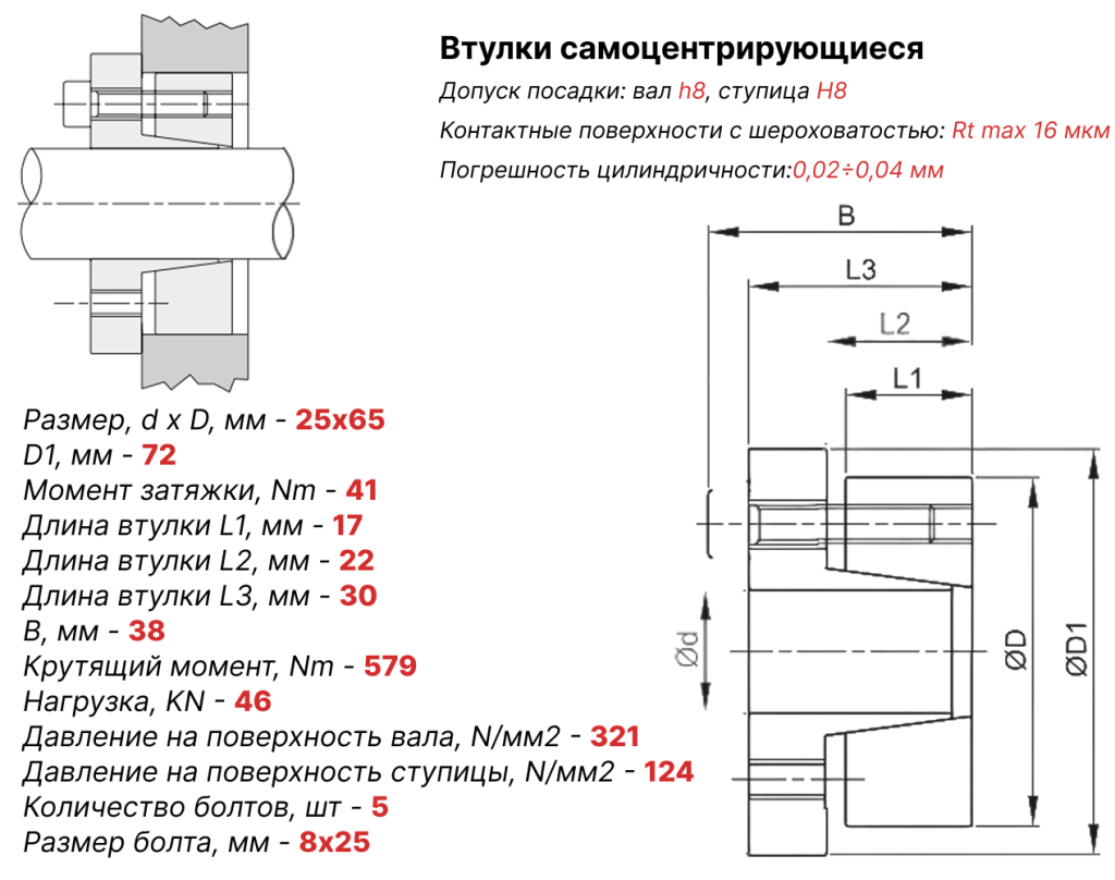 Чертеж втулка зажимная ВК15 25х65 Чертеж втулка зажимная ВК15 25х65